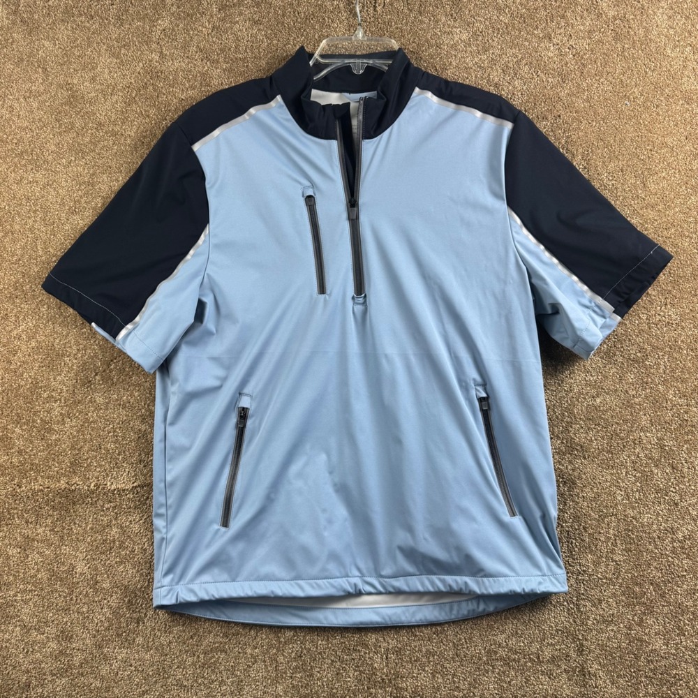Above The Links Mens M Short Sleeve Golf Windbreaker Blue Quarter Zip AL30423